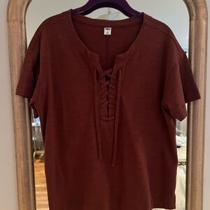 Old Navy Maroon Lace-Up Top